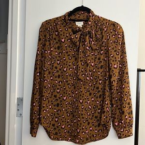 Leopard Print J. Crew silk blouse, size xs